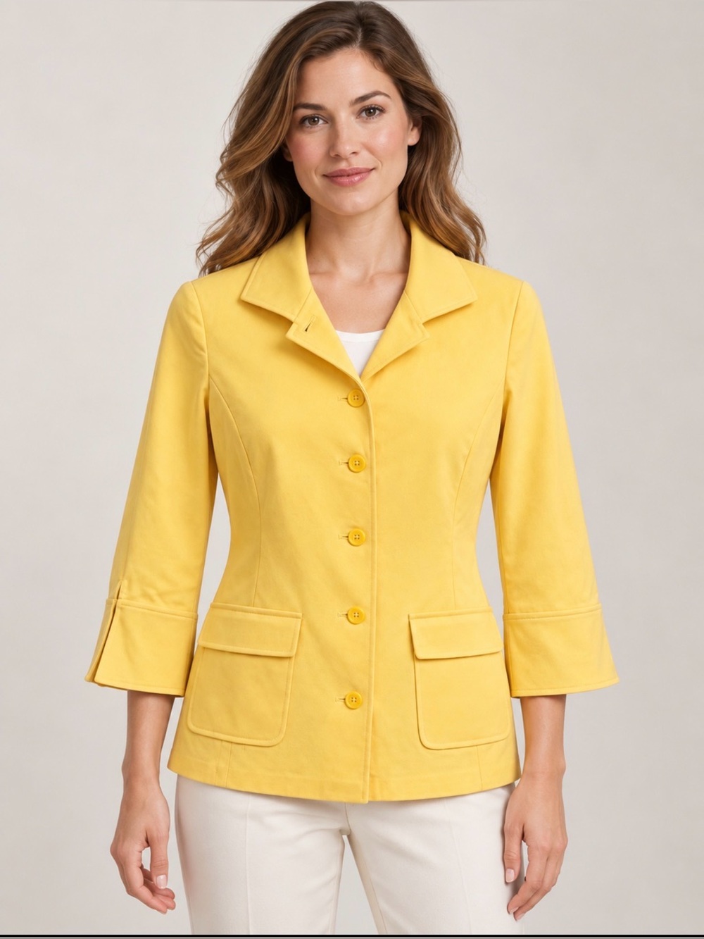 Women's Yellow Tailored Notch Collar Jacket size 2